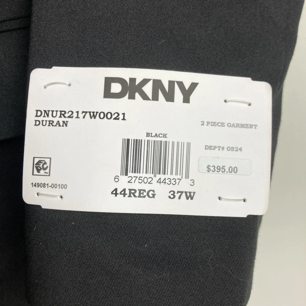 DKNY Men's Modern Fit Nested 2-piece Suit Black 44R Pants 37Wx32L